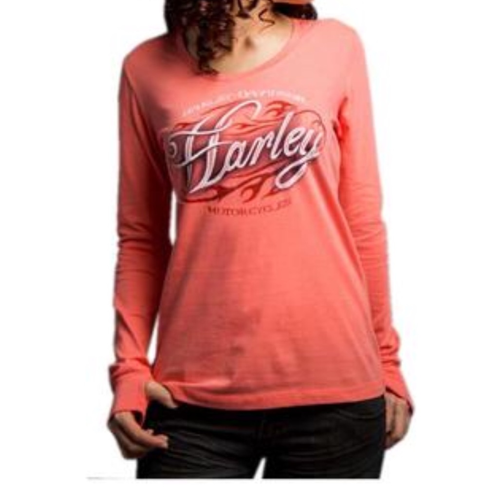 Harley Davidson Peach Long Sleeve Tee